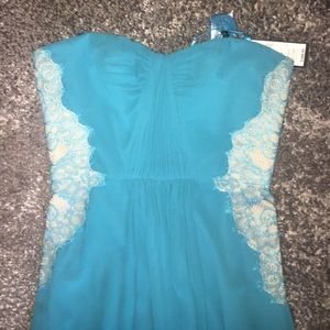 Ashby eve full length strapless teal evening gown
