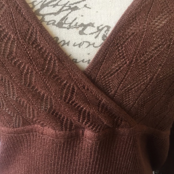 LANE BRYANT Sweater Brown Gold V Neck Size 14/16 - Picture 3 of 7