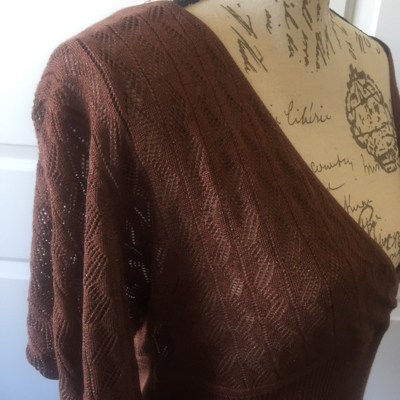 LANE BRYANT Sweater Brown Gold V Neck Size 14/16 - Picture 4 of 7