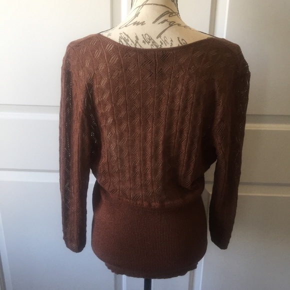 LANE BRYANT Sweater Brown Gold V Neck Size 14/16 - Picture 6 of 7