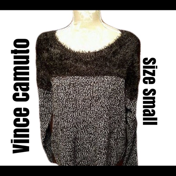 ❌SOLD❌ Vince Camuto Eyelash Black Fuzzy Sweater - Picture 2 of 8