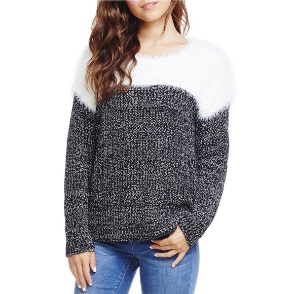 ❌SOLD❌ Vince Camuto Eyelash Black Fuzzy Sweater - Picture 7 of 8