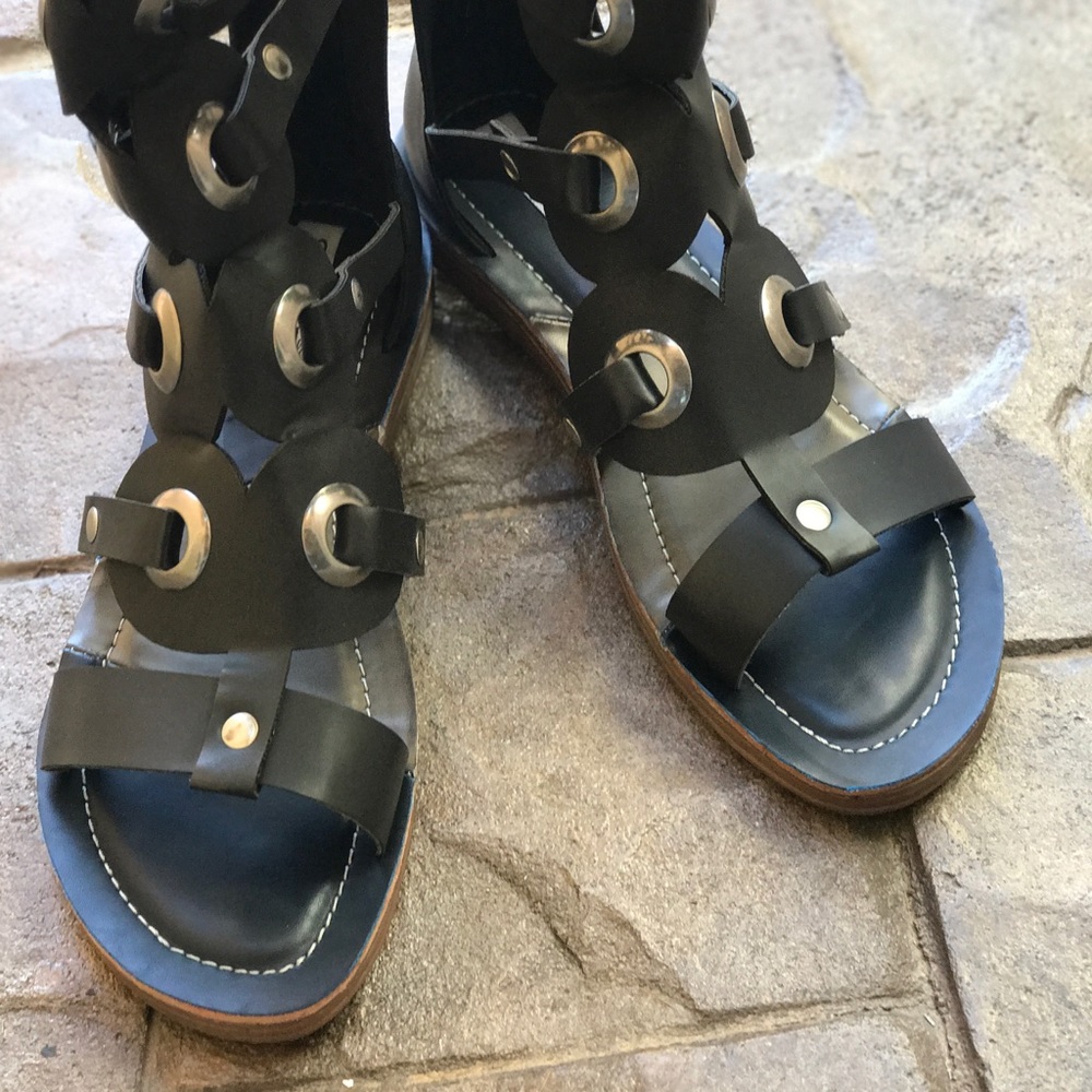 Black Gladiator Studded Sandal - Picture 6 of 8