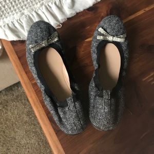 J Crew Grey and Black Flats
