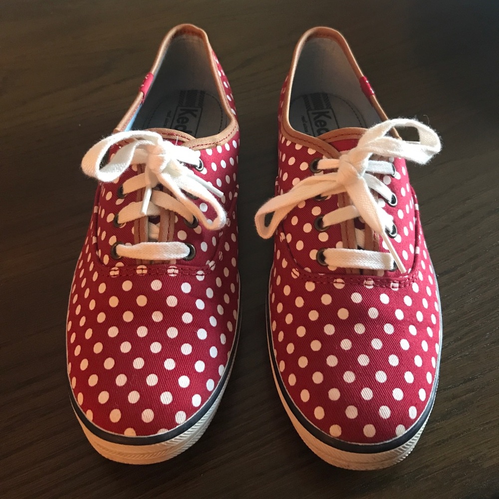 Red with White Polka-Dot Keds - Women's 7.5