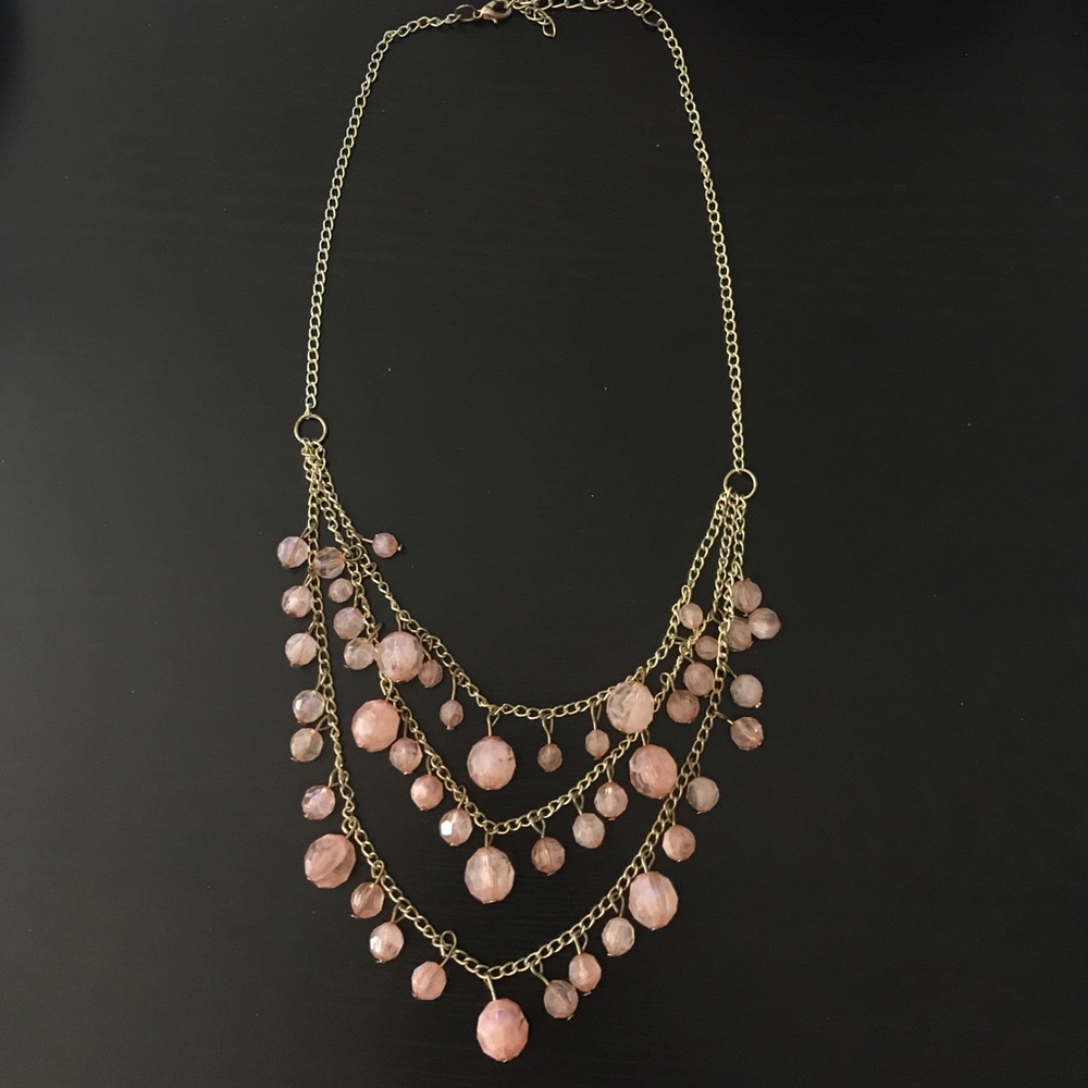 Pale Pink statement necklace 21"