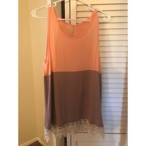 Boutique Long Tank Top with lace bottom