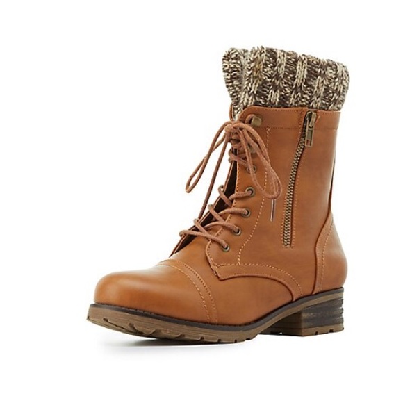 Charlotte Russe Shoes - Knit trim combat boots from Charlotte Russe!
