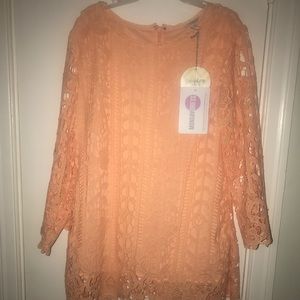 Coral Floral Cutouts Top