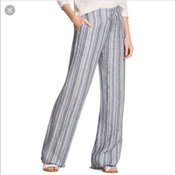 Rewash Pants - Rewash Smocked Elastic Linen-Blend Flare Pants