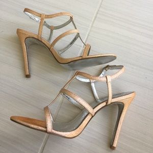 Adrianna Papell rose gold sparkly leather sandals