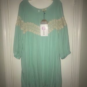 Tiffany Blue Dress with Floral Detailing