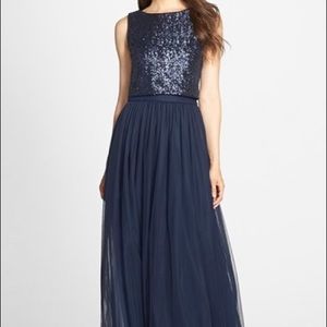 Vera Wang Sequined Popover Bodice Skirt Dress