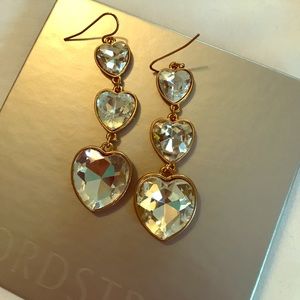 Three heart dangle earrings