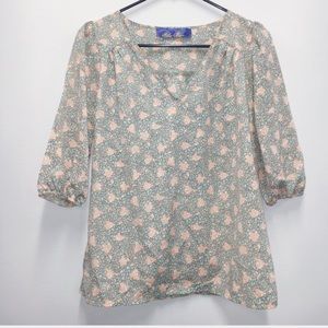 Blue and Pink Silky Blouse