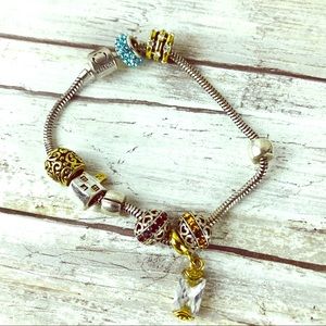 Pandora bracelet with charms