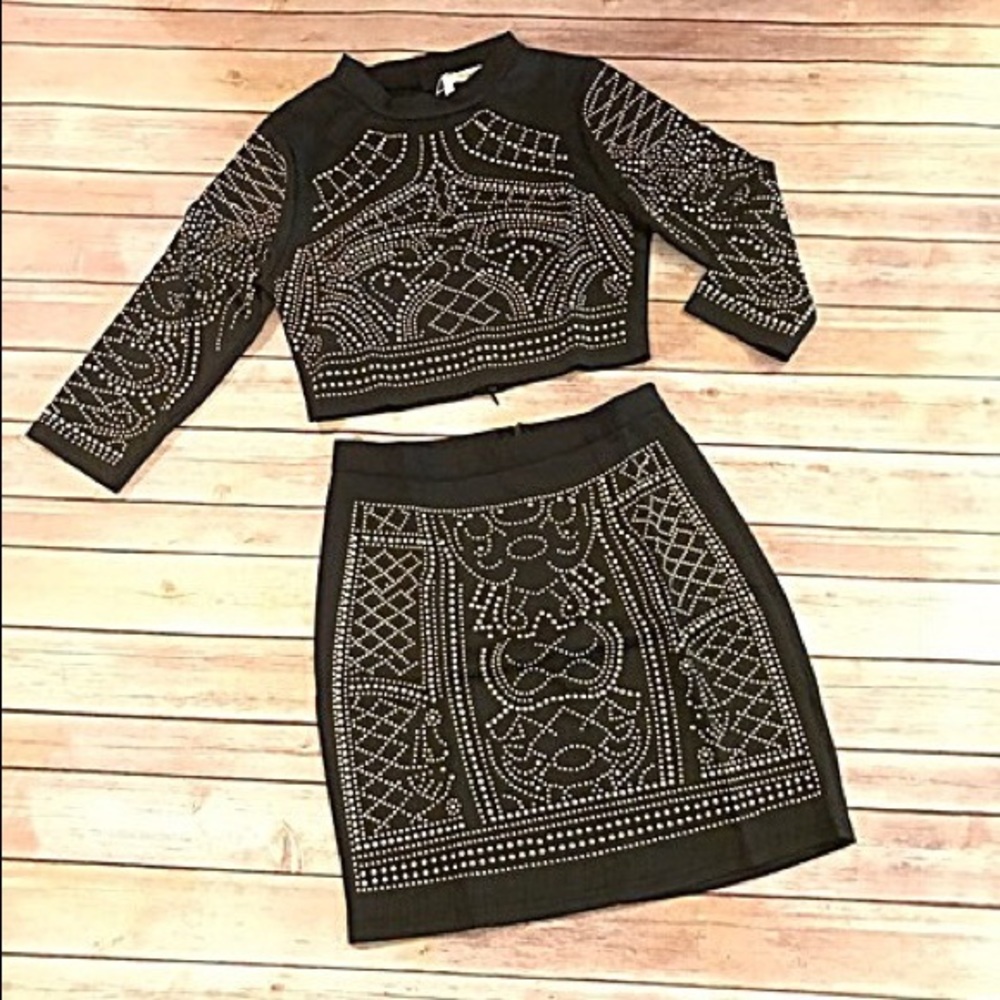 Black Studded Crop/Skirt