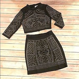 Black Studded Crop/Skirt