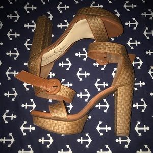 Jessica Simpson Woven Chunky Platform Heels