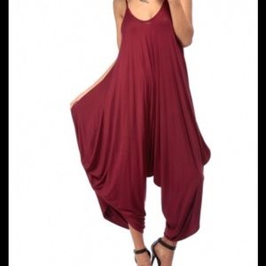 Burgundy Boho Harem Pant Romper