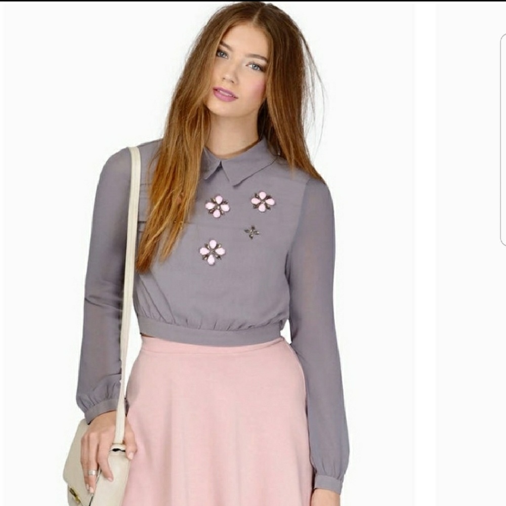 Gray embellished top