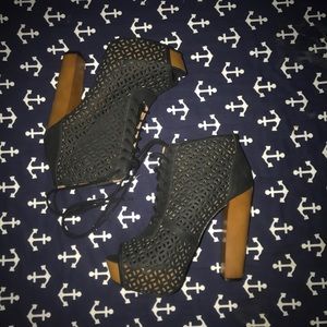 Black and Tan Chunky Platform Heels