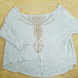 Gray mid length top