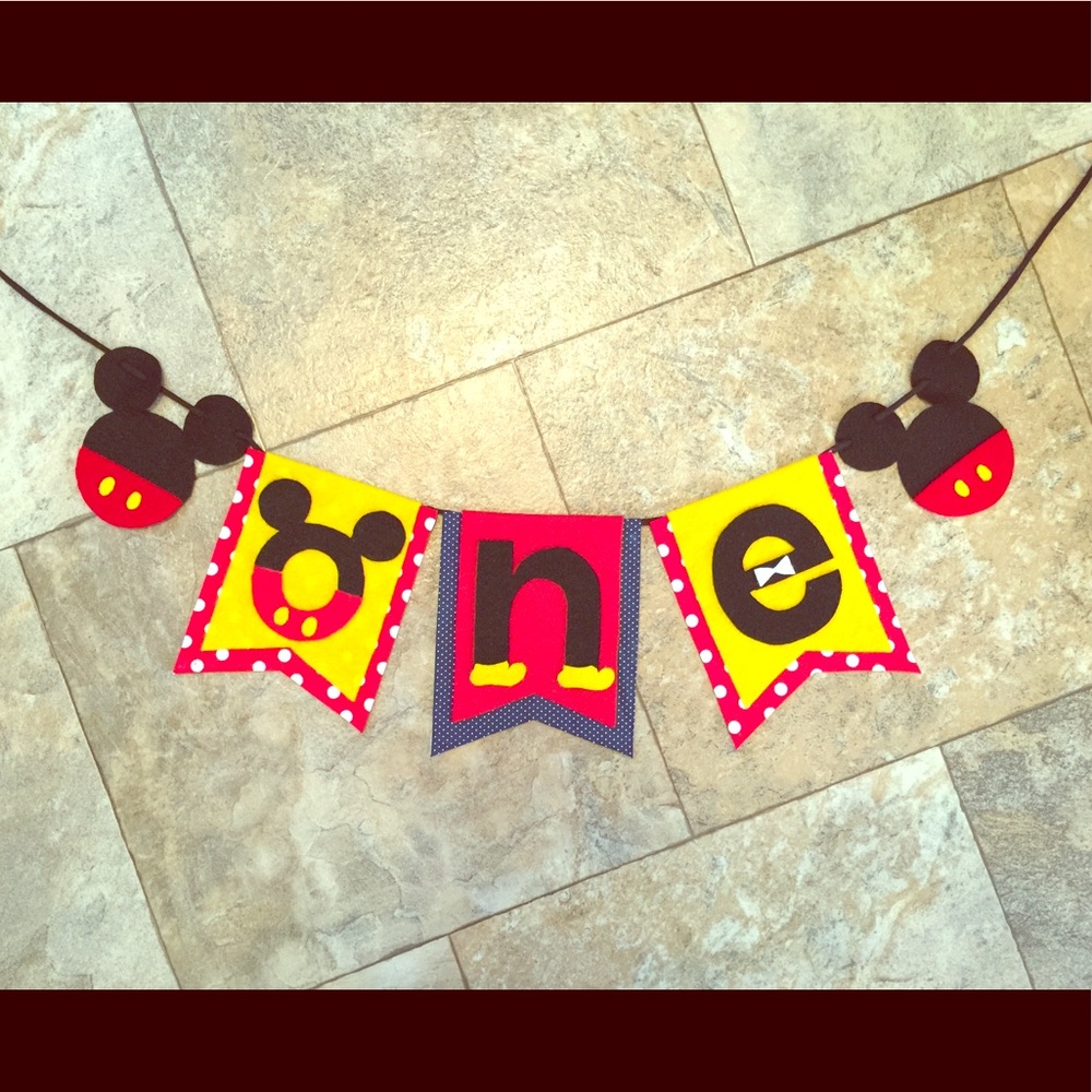 Mickey Mouse high chair banner for 1st birthday
