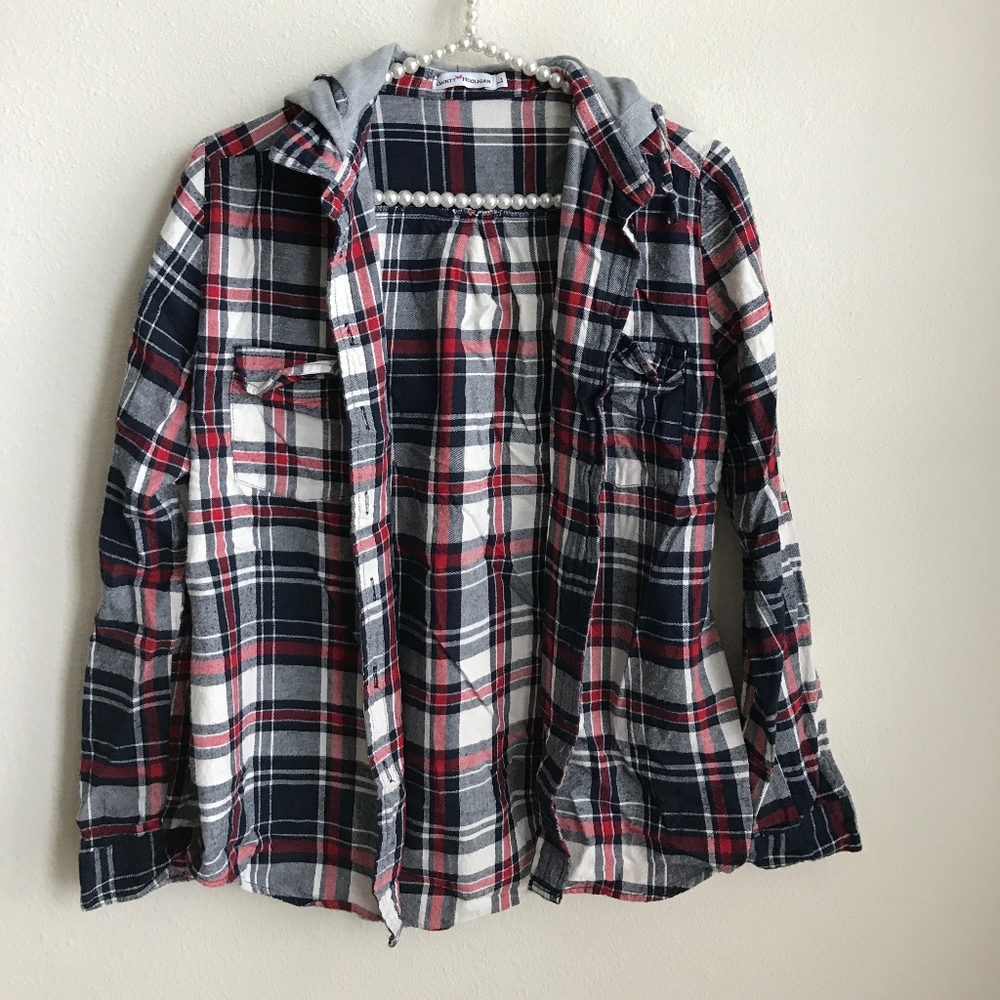 Dainty Hooligan Flannel Hooded Button Up