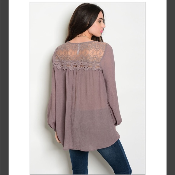4 for$25 Dark Lilac Tunic top with lace detail - Picture 4 of 4
