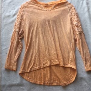 Orange 3/4 Lace Sleeve Shirt