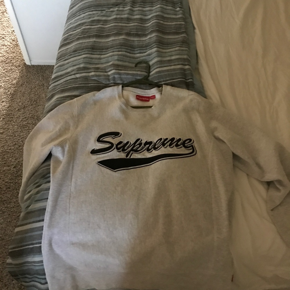 Supreme Brush Script Crewneck (Grey, Size L)