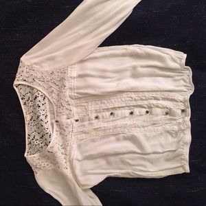 White mock button down blouse
