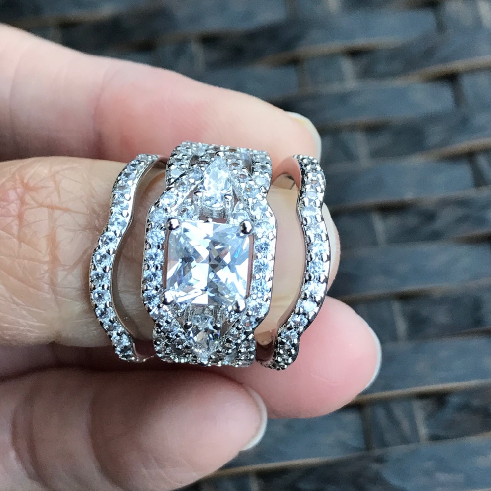 3 piece 18K White Gold Plated Ring Set