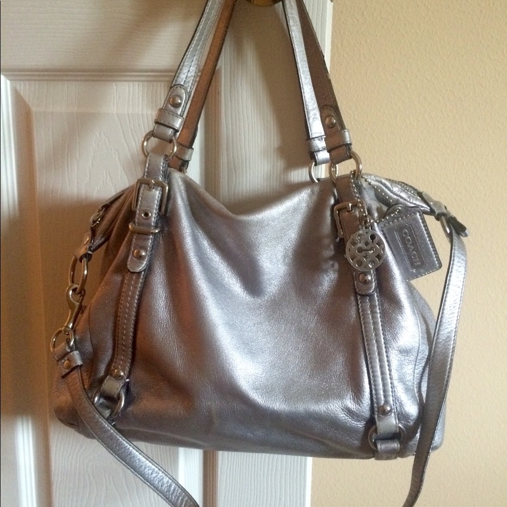 Coach silver/metallic satchel &/or Purse.