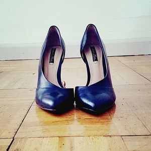 Zara black leather dorsay pump