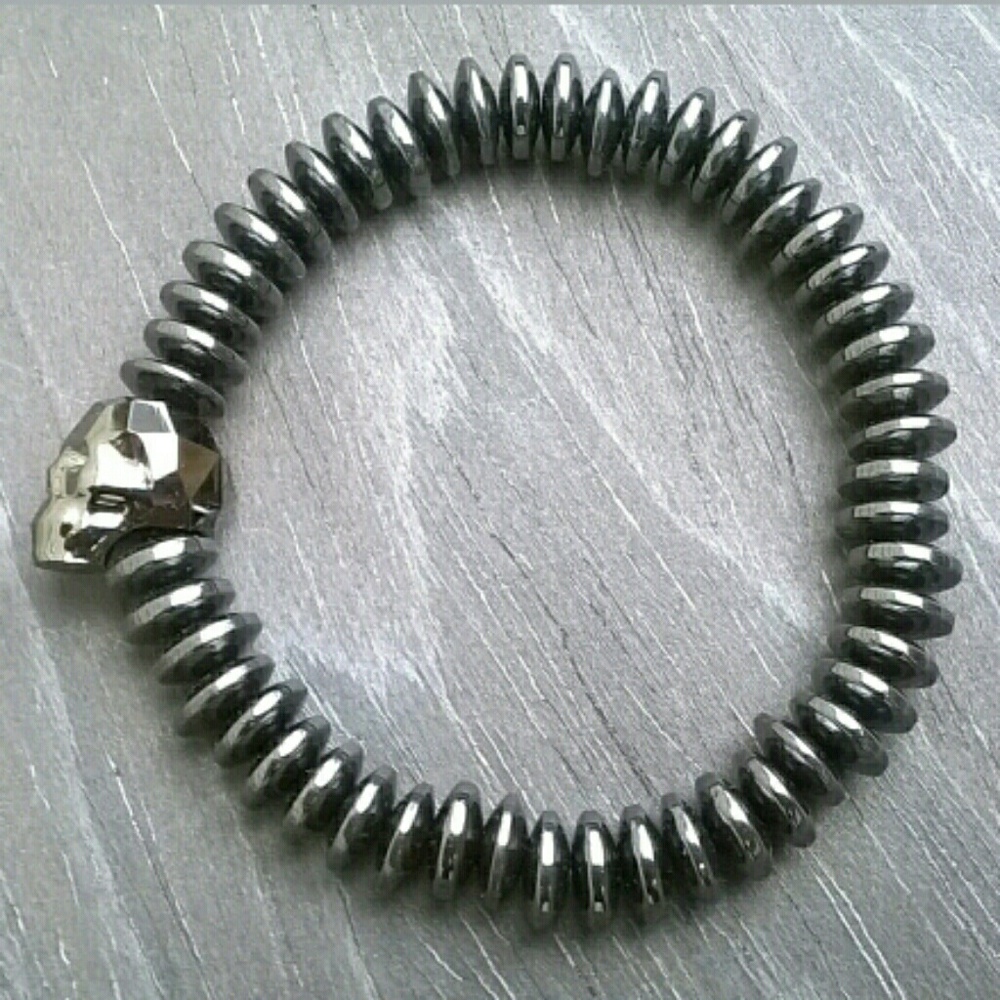 Silver Swarovski Skull Hematite bracelet