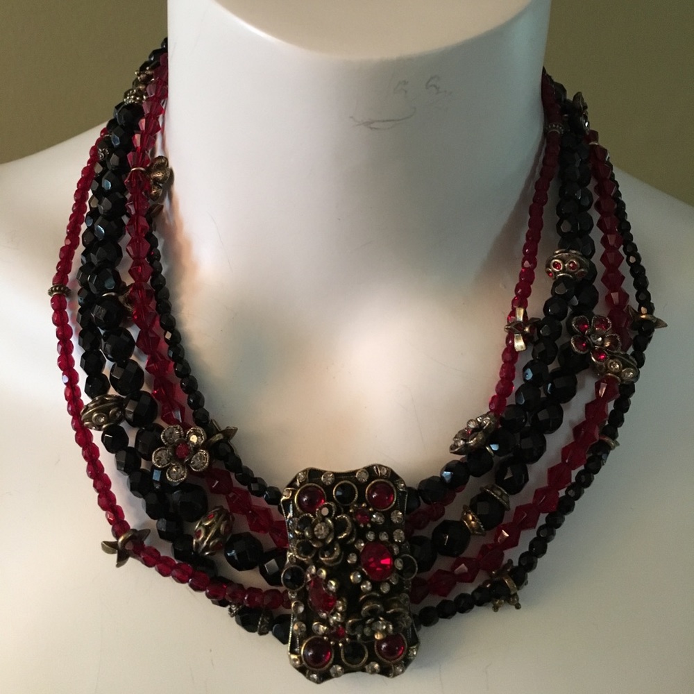 Stunning Multi-Strand Faceted Beaded Necklace New