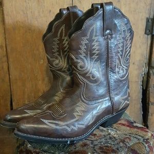 Real Brown Leather Cowgirl Cowboy boots