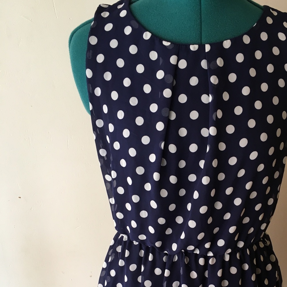 Navy and White Polka Dot Dress