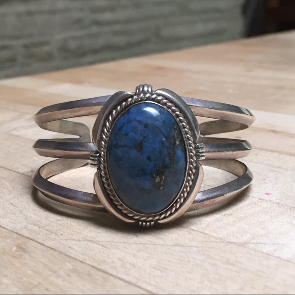 Turquoise and silver cuff