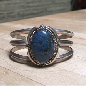 Turquoise and silver cuff