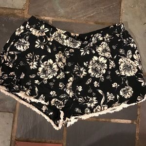 Black & White Floral Shorts