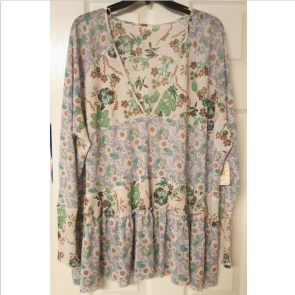 NWT FREE PEOPLE Isabelle Floral Tunic L/S Shirt - Picture 2 of 4