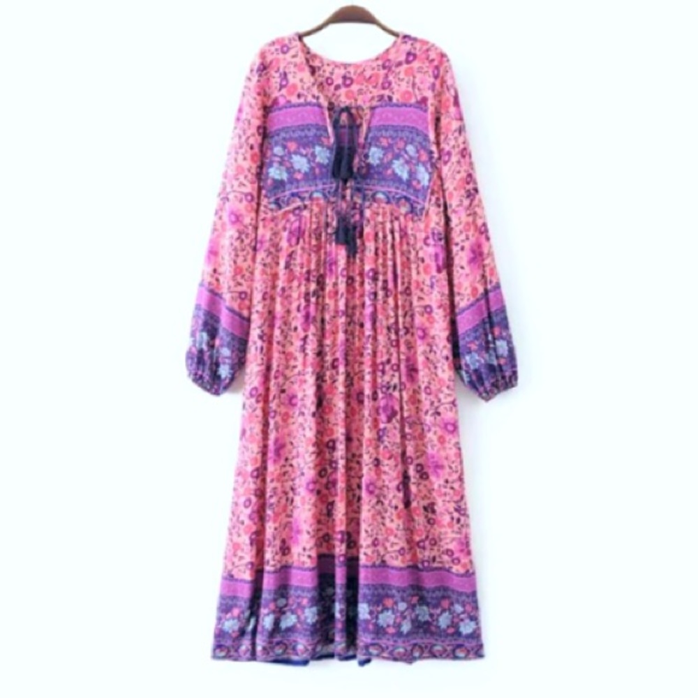 Folk Town Maxi DRESS Blossom Floral NEW Pink - Picture 6 of 7