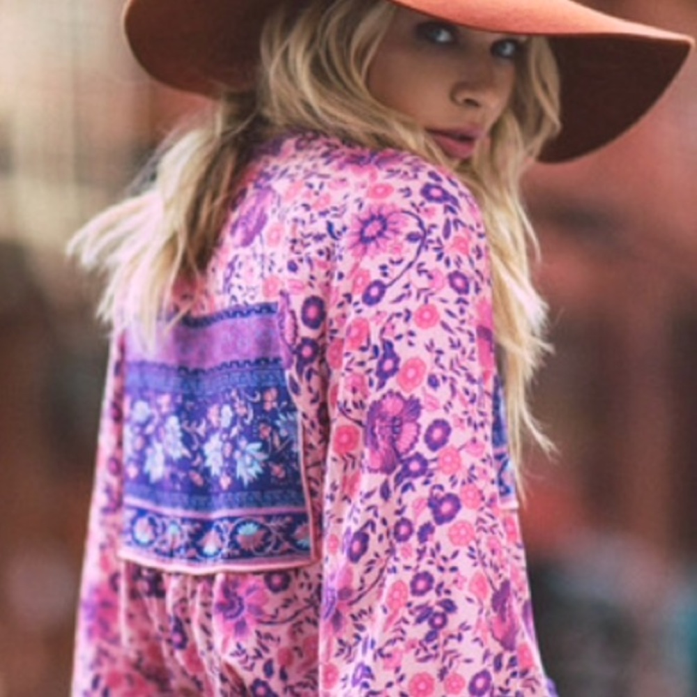 Folk Town Maxi DRESS Blossom Floral NEW Pink - Picture 3 of 7