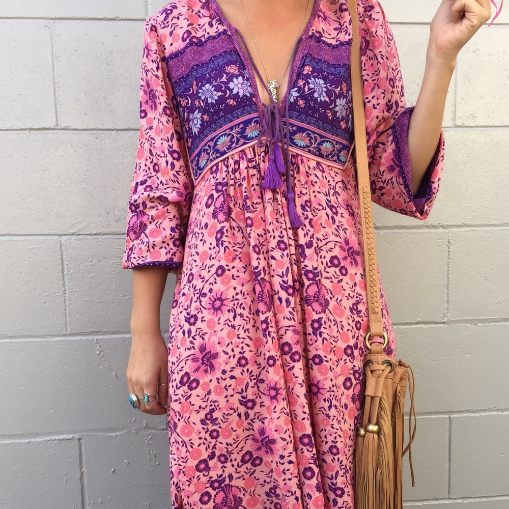 Folk Town Maxi DRESS Blossom Floral NEW Pink - Picture 7 of 7
