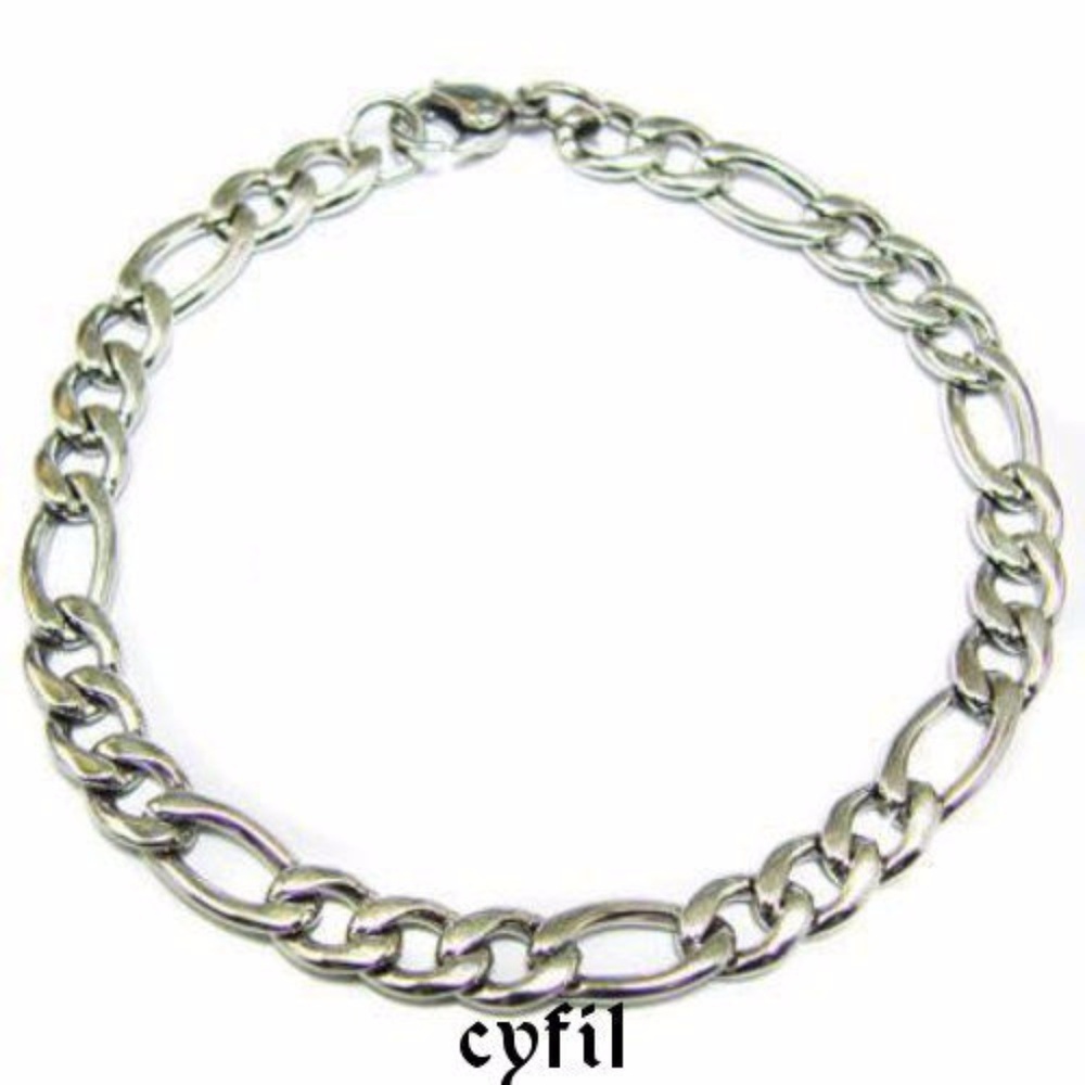 316L Stainless Steel 7mm Figaro Bracelet 8 1/2"