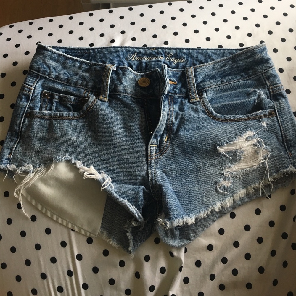 Destroyed AE festival denim shorts