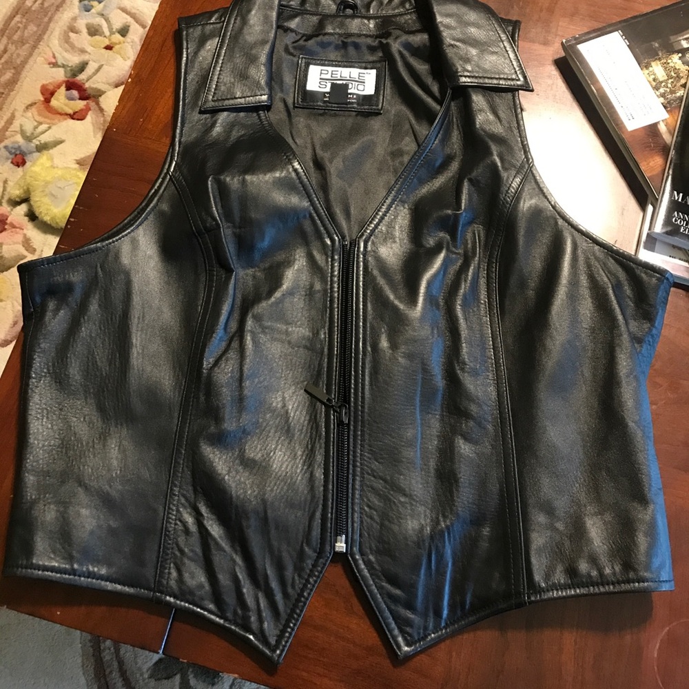Black leather vest